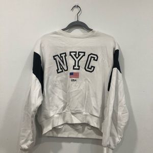 White NYC mild cropped crew neck